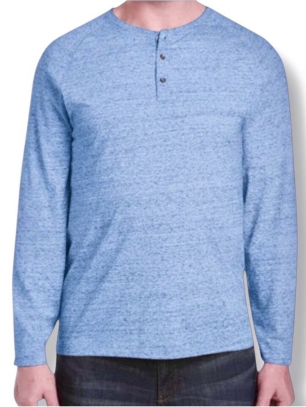 MICHAEL KORS Blue Space Dyed Cotton Long Sleeve Henley Shirt Size XXL